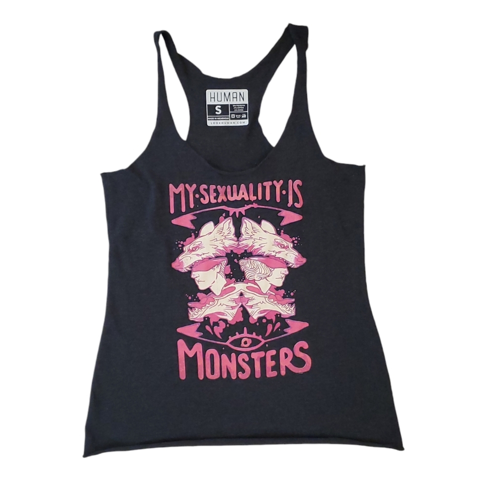 Look Human Women's My Sexuality Is Monsters‎ Racerback Tank Top Small